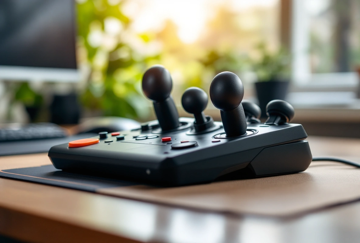 A HOTAS stick and throttle set up on a home desk.