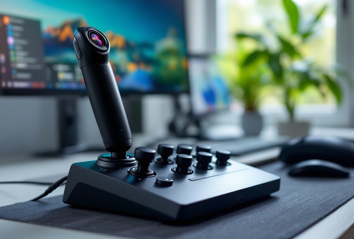 A HOTAS stick and throttle set up on a home desk.