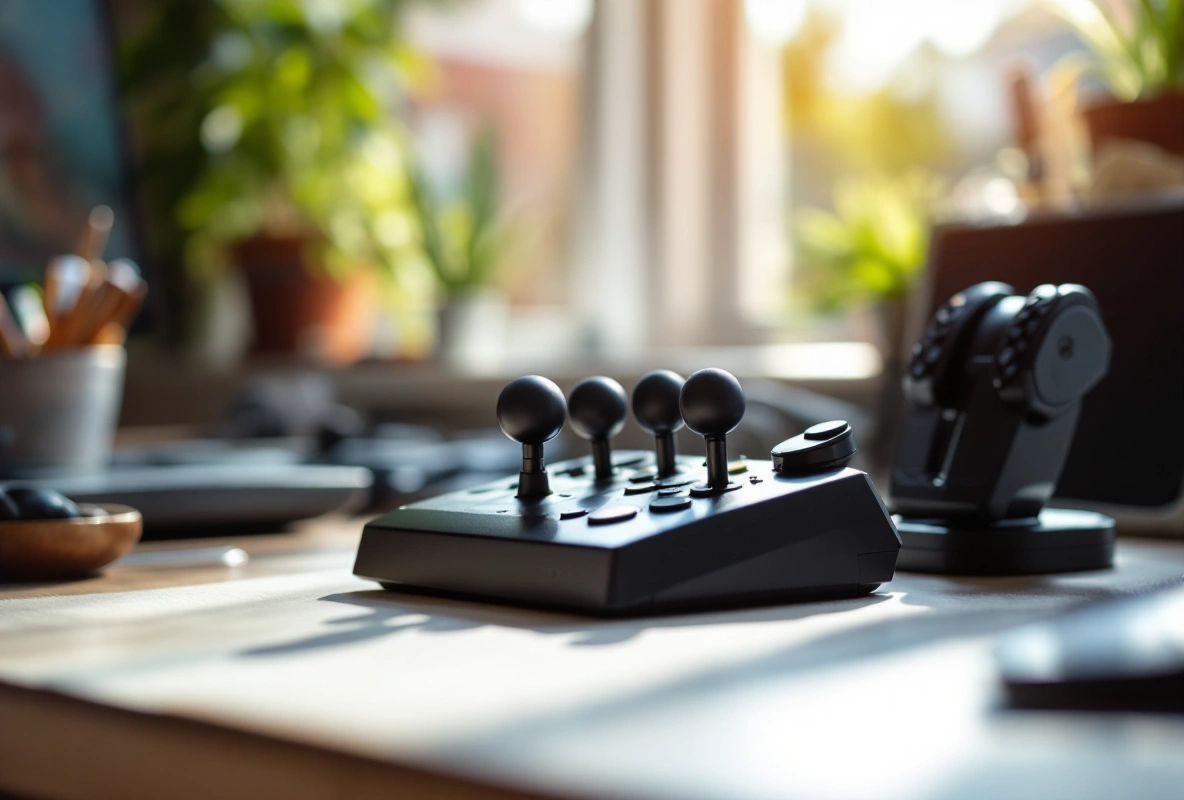 A HOTAS stick and throttle set up on a home desk.